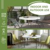 Outsunny Folding Garden Table, 122 cm Round HDPE Outdoor Picnic Table for 6, Metal Frame for Patio, Park, White
