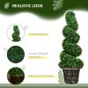 HOMCOM Set of 2 Decorative Artificial Plants Topiary Spiral Boxwood Trees in Pot, Fake Plants for Home Indoor Outdoor Decor, 90cm