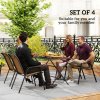 Outsunny Stackable Outdoor Chairs Set of 4, Rattan Garden Chairs with Armrests and Backrest for Deck, Khaki