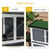 PawHut Rabbit Hutch  Guinea Pig Hutch Double Decker Pet Cage with Openable Roof, Divider, Ramp for Outdoor 100 x 47 x 91cm, Grey