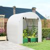 Outsunny Walk in Polytunnel Greenhouse, Tomato Greenhouse with Roll-up Window and Door, PE Cover, Steel Frame for Garden, 1.8 x 1.8 x 2 m, White