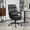 HOMCOM Executive Office Chair with Footrest, PU Leather High Back Desk Chair with Lumbar Support, Swivel Computer Chair with Adjustable Height and Padding Armrests, Black