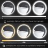 kleankin Round Bathroom Mirror with LED Lights, Wall Mount Dimmable Makeup Mirror with 3 Temperature Colours, Defogging Film and Memory Function, Frameless, Hardwired