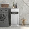 HOMCOM Laundry Cabinet, Bathroom Cabinet with Laundry Basket, Bathroom Storage Unit with Foldable Laundry Hamper and Drawer for Washroom, White
