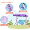 Outsunny 2 Seat Kids Swing Chair with Adjustable Canopy, Fairy Themed Double Kids Garden Swing Bench with Safety Belts for Patio Park Porch, for Ages 3-6 Years - Blue