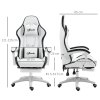 Vinsetto Computer Gaming Chair, PU Leather Office Desk Chair with Footrest, Swivel Wheels, 135?? Reclining Back, Lumbar Support, Headrest for Home, White and Black