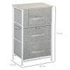 HOMCOM Vertical 3-Tier Linen Drawer Cabinet Organizer Storage Dresser Tower with Metal Frame Adjustable Feet for Living Room, Bathroom, Kitchen, White, Oak and Light Grey