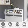 HOMCOM Wooden Modern Design 4 Drawer Shoes Cabinet Pull Down Shelf Storage Organiser