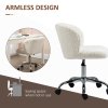 HOMCOM Office Chair, Cosy Teddy Fleece Upholstery Desk Chair with Backrest and Wheels for Home Office, White