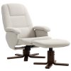 HOMCOM Linen Swivel Recliner Chair with Footstool, Upholstered Reclining Armchair with Wooden Base for Living Room, Beige