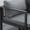 Outsunny 9 Pieces Garden Dining Set with Cushion, 8 Seater Garden Table and Chairs Cube Set with Glass Top Dining Table, 4 Chairs and 4 Footstools, Grey
