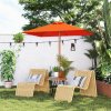 Outsunny 2m x 1.5m Garden Parasol Umbrella with Tilting Sunshade Canopy, Outdoor Market Table Umbrella with Wood and Bamboo Frame, Orange