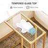 HOMCOM C-Shaped Side Table, Modern Slim End Table with Tempered Glass Tabletop, Steel Frame for Small Space, Living Room, Bedroom, Gold Tone