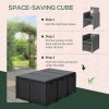 Outsunny 10 Seater Rattan Cube Garden Furniture Set with Cushions, Rattan Dining Set, Outdoor Dining Table and Chairs with 6 Armchairs, 4 Stools, Rectangular Glass Top Table, Black