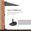Outsunny 3(m) Half Parasol, Semi Round Umbrella with Metal Frame, Crank Handle for Balcony, Garden, Grey