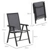 Outsunny Set of 2 Folding Garden Chairs, Metal Frame Garden Chairs Outdoor Patio Park Dining Seat with Breathable Mesh Seat, Dark Grey