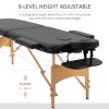 HOMCOM Portable Massage Bed, Folding Spa Beauty Massage Table with 2 Sections, Carry Bag and Wooden Frame, Black