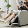 HOMCOM Push Back Recliner Armchair, Linen Fabric Reclining Chair with Adjustable Leg Rest, Single Padded Seat Sofa Lounge for Living Room, Bedroom, Light Grey
