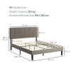HOMCOM King Bed Frame with 5-Level Adjustable Velvet Upholstered Headboard, Wooden Slats Mattress Foundation, No Box Spring Needed, Grey