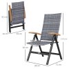 Outsunny 2 Pieces Outdoor Folding Dining Chair, PE Rattan Chair with Armrests, High Backrest, for Garden, Camping, Balcony, Porch, Light Grey