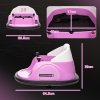 AIYAPLAY Kids Bumper Car, 360 Rotation 12V Waltz Car, Battery Powered Ride-On Toy with Remote Control, Dual Joystick, Music, USB, LED Lights, Horn, for Ages 1.5-5 Years, Pink