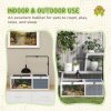PawHut Tortoise House, Wooden Tortoise Table, Tortoise Enclosure with Adjustable Lamp Holder, Openable Lids, Pull-Out Trays - Grey