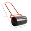 Outsunny Combination Push/Tow Lawn Roller Filled with 38L Sand (62kg) or Water, Great for the Garden 32 x 50cm Roller, Red
