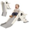 AIYAPLAY Kids Slide with Basketball Hoop, 3-in-1 Toddler Slide with Climber for Indoor, Foldable Freestanding Slide for Toddlers, Ages 2-5 Years, Cream White