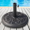Outsunny 9kg Garden Parasol Base, Round Resin Cast Iron Effect Sun Umbrella Base, Outdoor Umbrella Stand for 38mm or 48mm Outdoor Umbrella Poles, Bronze Tone