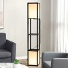 HOMCOM Floor Lamp with Shelves and Dual Light, Modern Corner Standing Lamp for Living Room, Bedroom, Bulb not Included, Black