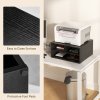 HOMCOM Desktop Printer Stand with Storage, 2-Tier Desk Organizer with 3 Open Compartments for Home Office, Black