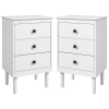 HOMCOM Bedside Table Set of 2, Bedside Cabinet with 3 Drawers, Modern Sofa Side Table, Nightstand for Bedroom, 40x30x64cm, White