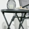 Outsunny ??45cm Garden Side Table, Outdoor Round Folding Patio Table with Imitation Marble Glass Top, Small Coffee Table, Black and White