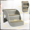 PawHut Foldable Pet Stairs Portable Dog Steps 3-Step Design with Non-slip Mats for High Beds, Sofas, 49 x 38 x 38 cm, Grey