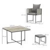Outsunny 9 Piece Garden Dining Set, Cube Outdoor Garden Furniture Set with Cushions, 8 Seater Garden Table and Chairs with 4 Stools, Square PSPC Plastic Top Table, Side Pockets for Conservatory, Grey