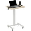 Vinsetto 65 - 48cm Mobile Standing Desk with 4 Rolling Castors, Stand Up Desk on Wheels, Height Adjustable Standing Desk, Over-bed Table for Living Room, Bedroom, Medical, Natural Wood Finish