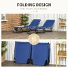 Outsunny Folding Sun Loungers Set of 2, Outdoor Day Bed with 5-Position Adjustable Backrest, Portable Recliner Garden Chairs with Breathable Mesh for Beach, Patio, Blue