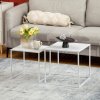 HOMCOM Square Nesting Coffee Table Set of 2, Modern Nest of Tables, Sofa Side Tables with Steel Frame for Living Room, Bedroom, Small Space, White