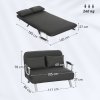 HOMCOM 2 Seater Sofa Bed, Click Clack Convertible Bed Settee, Modern Velvet Feel Fabric Sofa with 2 Cushions for Living Room, Bedroom, Guest Room, Charcoal Grey