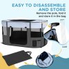 PawHut Dog Pen, Pet Playpen, Portable Foldable Dog Cat Playpen Soft Pet Cage with Storage Bag for Puppies, Rabbits, Kittens, Guinea Pigs, 114 x 89 x 59cm - Grey