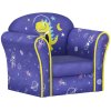 AIYAPLAY Kids Sofa Chair, Toddler Armchair with Planet and Dinosaur Design, Wooden Frame, Upholstered Toddler Chair for Bedroom, Playroom, Kids Room - Blue
