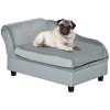 PawHut Dog Sofa with Storage, Pet Chair for Small Dogs, Cat Couch with Soft Cushion, Light Grey, 76 x 45 x 43 cm