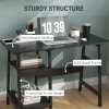 HOMCOM Compact Computer Desk with Storage Shelves, Study Table with Bookshelf, PC Table Workstation for Home Office, Study, Easy Assembly