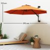 Outsunny 3 M Wall Mounted Garden Parasol Umbrella with Rotate, Outdoor Market Umbrella Sun Shade Canopy with 8 Ribs, Orange