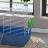 PawHut Guinea Pig Cage Chinchillas Rabbit Small Animal Cage with Ramp, Dish, Water Bottle, 99 x 52 x 53cm, Blue