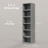 HOMCOM 204 CD Media Display Shelf Unit Set of 2 Blu-Ray Tower Rack w/ Adjustable Shelves Bookcase Storage Organiser, High Gloss Grey