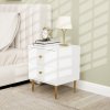 HOMCOM Bedside Table with 2 Drawers, Modern Side Table with Curved Line Panels and Metal Legs for Bedroom, Living Room, White