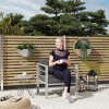 Outsunny Garden Sofa, All-Weather Garden Single Sofa with Removable Cushions, Metal Frame Outdoor Furniture for Balcony, Charcoal Grey