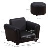 HOMCOM Children's Armchairs Toddler Chair Sofa Single Seater Childrens Armrest w/ Footstool - Black