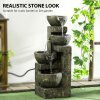 Outsunny Outdoor Garden Water Feature with 4-Tier Stacked Stone Look Bowls, Patio Cascading Waterfall Fountain, Adjustable Flow, Rustic D??cor, Black and Yellow